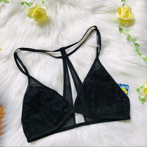 • Free people black lace bralette triangle NWT • - Picture 3 of 8